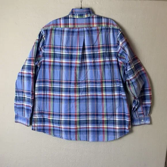 Ralph Lauren Shirt Mens XXL Blue Plaid Classic Fit Flesh Pony Preppy Career - Picture 2 of 7